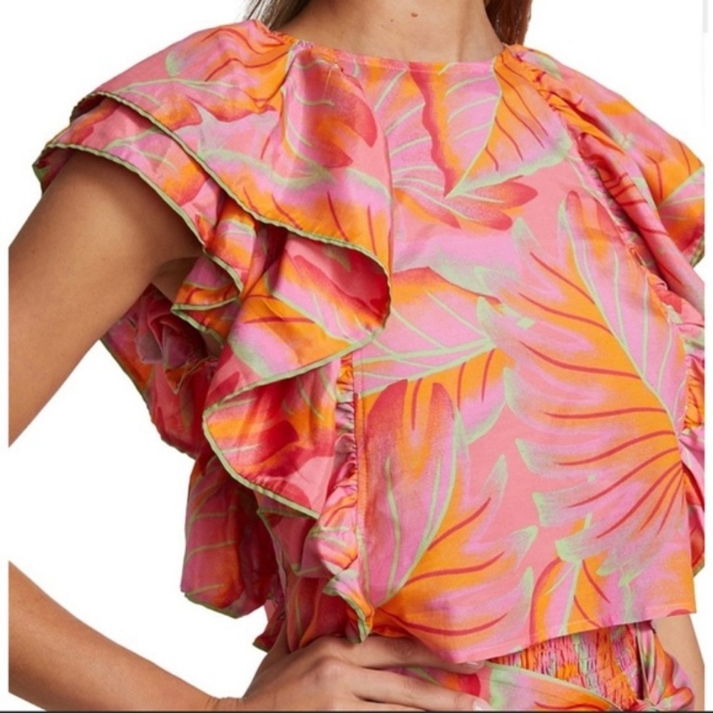 Farm Rio Bright Forest Frilled Top